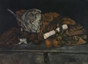 Paul Cezanne Cezanne's Accessories still life with philippe solari's Medallion oil painting on canvas